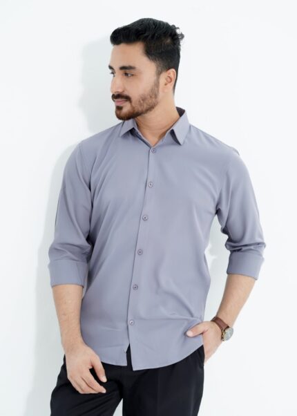 Ash Spandex Glossy Fabrics Shirt