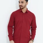 Maroon Spandex Glossy Fabrics Shirt